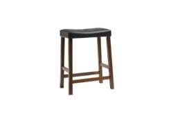 Crosley Upholstered Saddle Seat Bar Stool In Cherry, Set Of 2