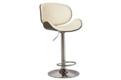 Bellatier Bone Faux Leather And Walnut Adjustable Swivel Barstool By Ashley