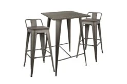 Oregon 3-Piece Industrial Low Back Set In Antique And Espresso By LumiSource