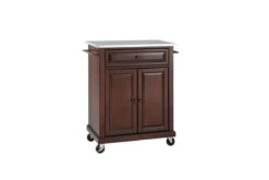 Crosley Stainless Steel Top Portable Kitchen Cart/Island In Vintage Mahogany