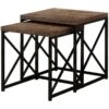 Nesting Table - 2Pcs Set / Brown Reclaimed Wood / Black -Furniture Serie Shop 126084 1200x800
