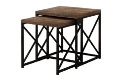 Nesting Table - 2Pcs Set / Brown Reclaimed Wood / Black