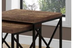 Nesting Table - 2Pcs Set / Brown Reclaimed Wood / Black -Furniture Serie Shop 126086 1200x800