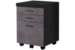 Filing Cabinet - 3 Drawer / Black / Grey On Castors
