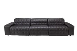 Aspen 127" Leather Dual Power Reclining Sofa With 2 Recliners