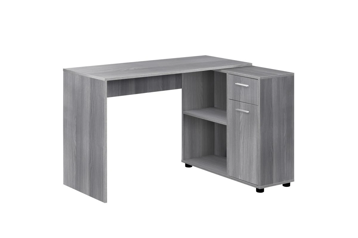 Computer Desk - 46"L / Grey With A Storage Cabinet 3 Computer Desk - 46"L / Grey With A Storage Cabinet