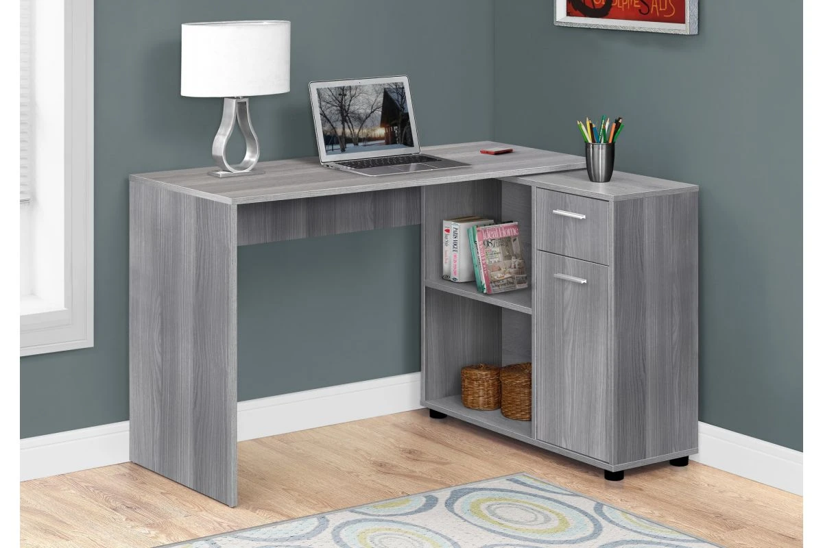 Computer Desk - 46"L / Grey With A Storage Cabinet 4 Computer Desk - 46"L / Grey With A Storage Cabinet - Image 2