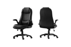 Office Chair - Black Leather-Look / High Back Executive