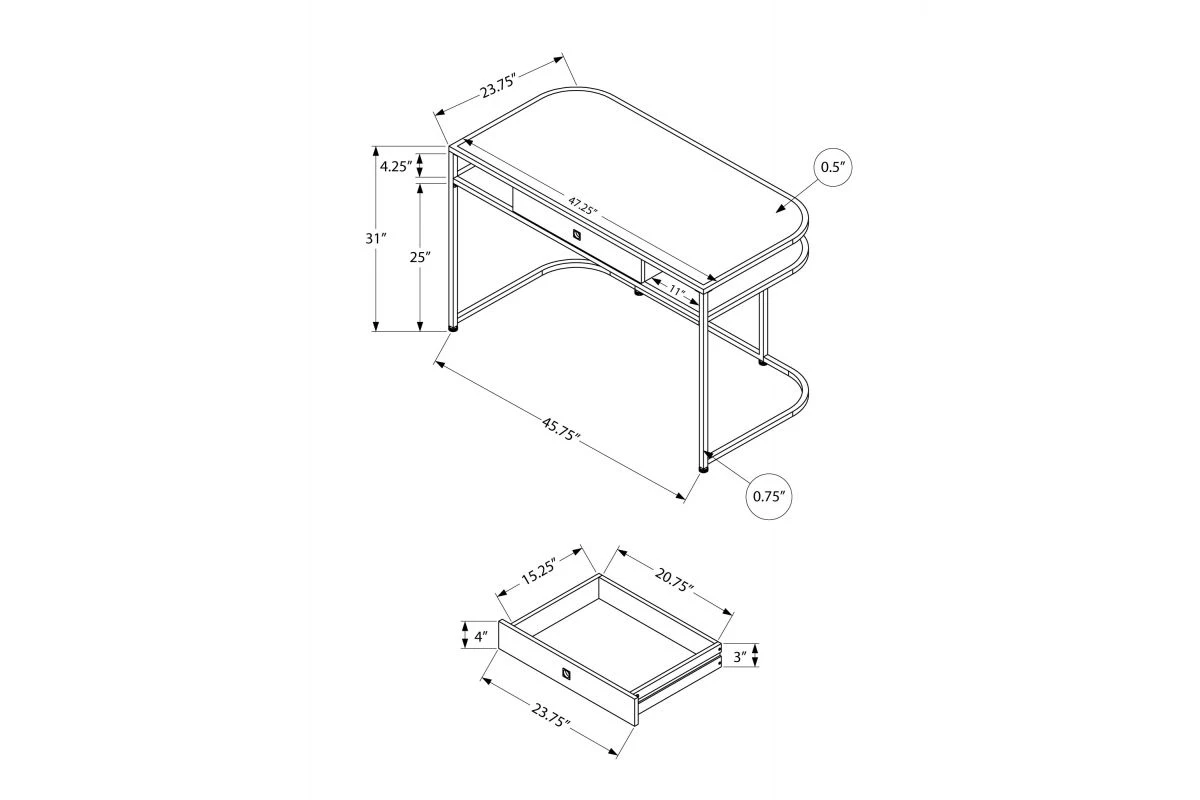Jarrow 48" Glossy White Computer Desk 11 Jarrow 48" Glossy White Computer Desk - Image 9