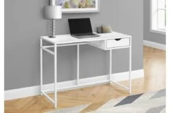 White Metal 48" Computer Desk With Drawer