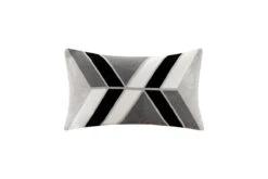 Aero Charcoal/Black Embroidered Abstract Oblong Pillow