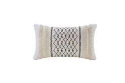 Bea Embroidered Cotton Oblong Pillow With Tassels