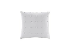 Brookly Grey Cotton Jacquard Pom Pom Square Pillow