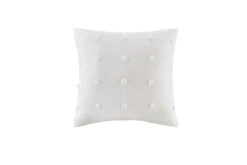 Brookly Ivory Cotton Jacquard Pom Pom Square Pillow