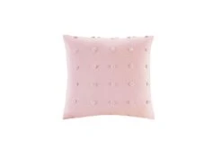 Brookly Pink Cotton Jacquard Pom Pom Square Pillow