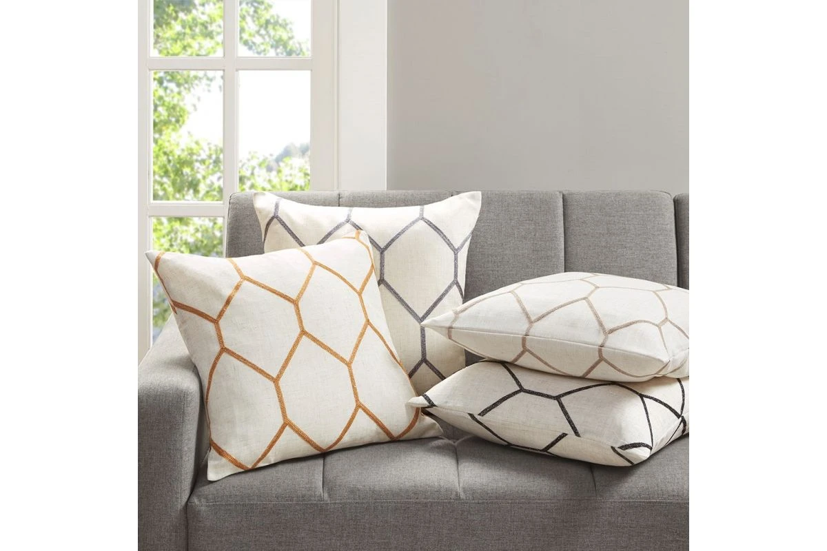 Brooklyn Taupe Metallic Geo Embroidered Pillow 4 Brooklyn Taupe Metallic Geo Embroidered Pillow - Image 2