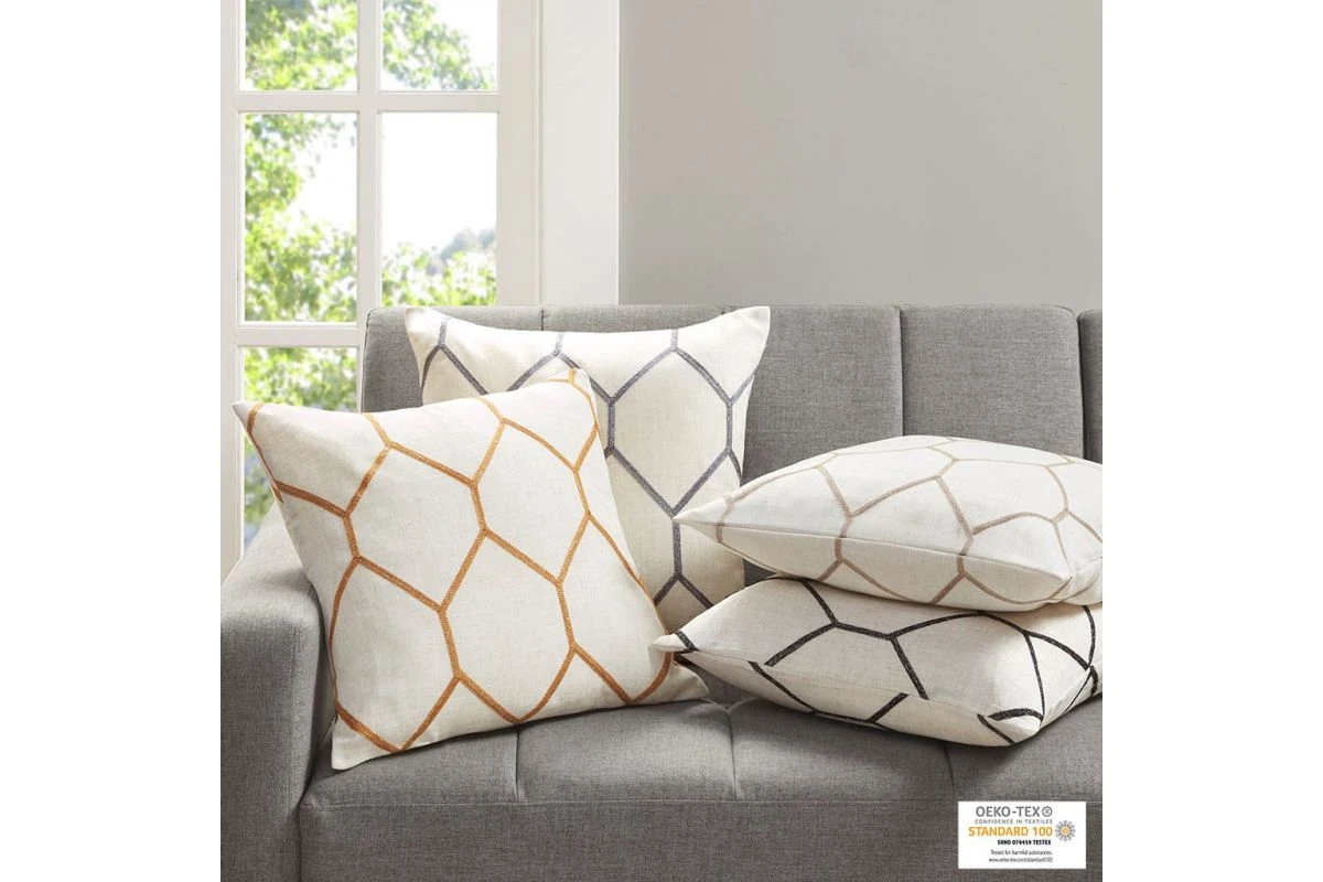 Brooklyn Taupe Metallic Geo Embroidered Pillow 8 Brooklyn Taupe Metallic Geo Embroidered Pillow - Image 6