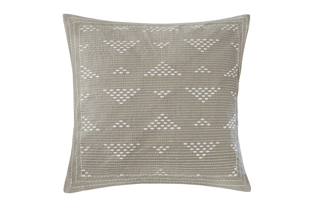 Cario Taupe Embroidered Square Pillow 3 Cario Taupe Embroidered Square Pillow