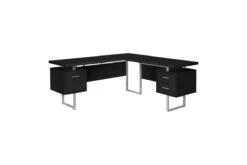 Computer Desk - 70"L / Black / Silver Metal / L/R Face