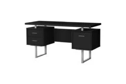 Computer Desk - 60"L / Black / Silver Metal