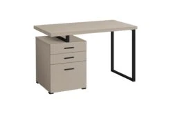 Modern Taupe Computer Desk With Drawers