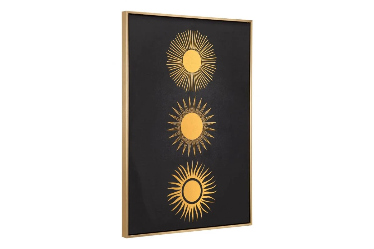Three Suns Canvas Wall Art Gold & Black 4 Three Suns Canvas Wall Art Gold & Black - Image 2