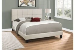 Beige Linen Queen Bed