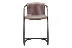 Freeman Counter Stool Grazed Brown Leather, Set Of 2