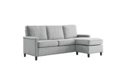 Ashton Upholstered Fabric Sectional Sofa In Light Gray