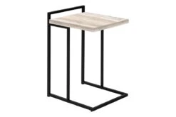 Taupe Reclaimed Wood Black Metal Accent Table