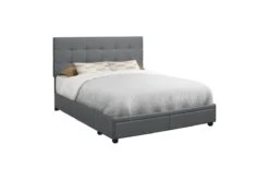 Bed - Queen Size / Dark Grey Linen With 2 Storage Drawers