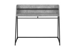 Grey Stone-Look & Black Metal Computer Desk