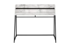 Marble Look & Black Metal Computer Desk