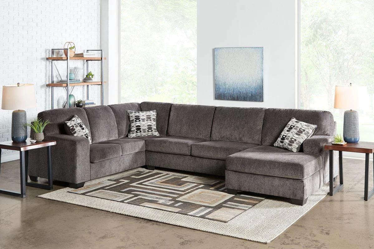 Peyton Smoke 3-Piece Sectional With Right Arm Facing Chaise By Ashley 3 Peyton Smoke 3-Piece Sectional With Right Arm Facing Chaise By Ashley