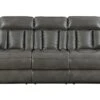 Alpha Grey Dual Power Reclining Sofa With Drop Down Table