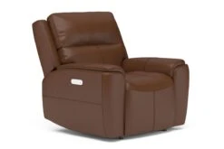 Eli Saddle Dual Power Leather Recliner By Flexsteel