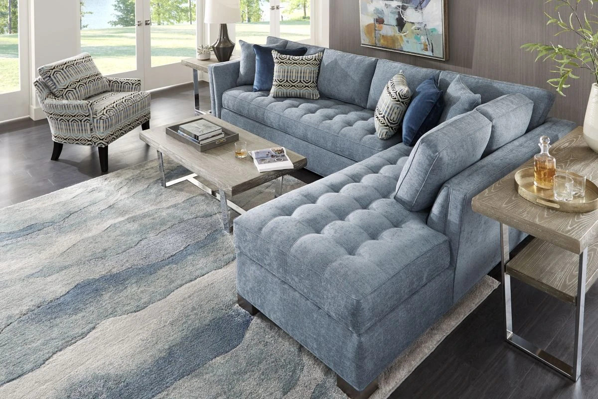 Illusions Blue 2-Piece Sectional With Right Arm Facing Chaise 6 Illusions Blue 2-Piece Sectional With Right Arm Facing Chaise - Image 4