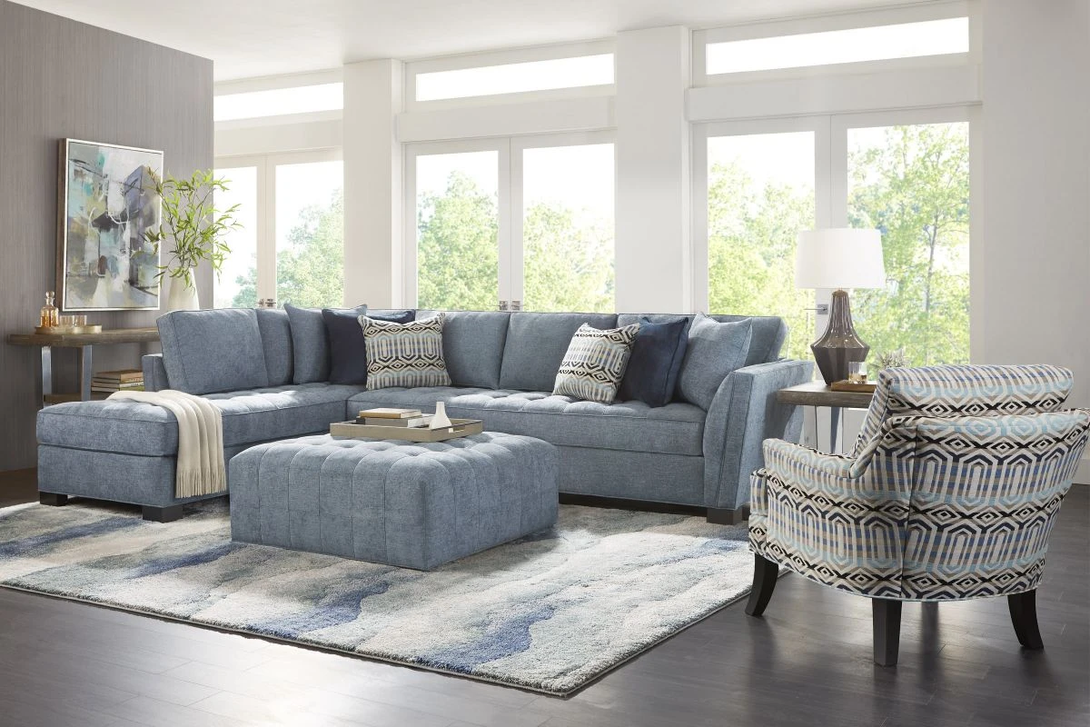 Illusions Blue 2-Piece Sectional With Left Arm Facing Chaise 5 Illusions Blue 2-Piece Sectional With Left Arm Facing Chaise - Image 3