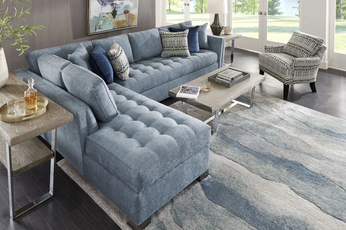 Illusions Blue 2-Piece Sectional With Left Arm Facing Chaise 6 Illusions Blue 2-Piece Sectional With Left Arm Facing Chaise - Image 4