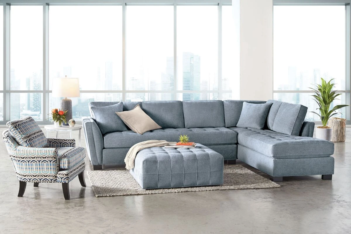 Illusions Blue 2-Piece Sectional With Right Arm Facing Chaise 4 Illusions Blue 2-Piece Sectional With Right Arm Facing Chaise - Image 2