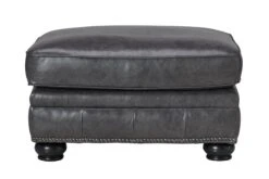Churchill Grey Leather Ottoman