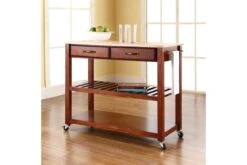 Crosley Natural Wood Top Kitchen Cart/Island With Optional Stool Storage In Classic Cherry 7 Crosley Natural Wood Top Kitchen Cart/Island With Optional Stool Storage In Classic Cherry -Furniture Serie Shop 72170 1200x800
