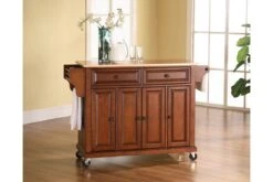 Crosley Natural Wood Top Kitchen Cart/Island In Classic Cherry -Furniture Serie Shop 72657 1200x800