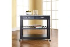Crosley Solid Granite Top Kitchen Cart/Island With Optional Stool Storage In Black -Furniture Serie Shop 72730 1200x800