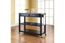 Crosley Solid Granite Top Kitchen Cart/Island With Optional Stool Storage In Black -Furniture Serie Shop 72731 1200x800