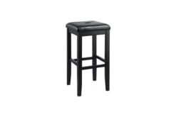 Crosley Upholstered Square Seat Bar Stool In Black, Set Of 2