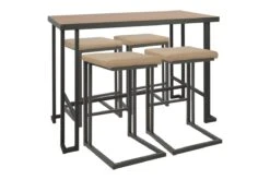 Roman 5 Piece Industrial Counter Height Dining Set InGrey And Camel By LumiSource