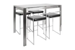 Fuji Contemporary Counter Height Dining Set In Stainless Steel And Black By LumiSource