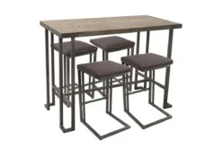 Roman 5pc Industrial Counter Height Dining Set In Bamboo Brown By LumiSource