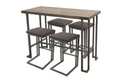 Roman 5pc Industrial Counter Height Dining Set In Bamboo Brown By LumiSource -Furniture Serie Shop 96413 1200x800